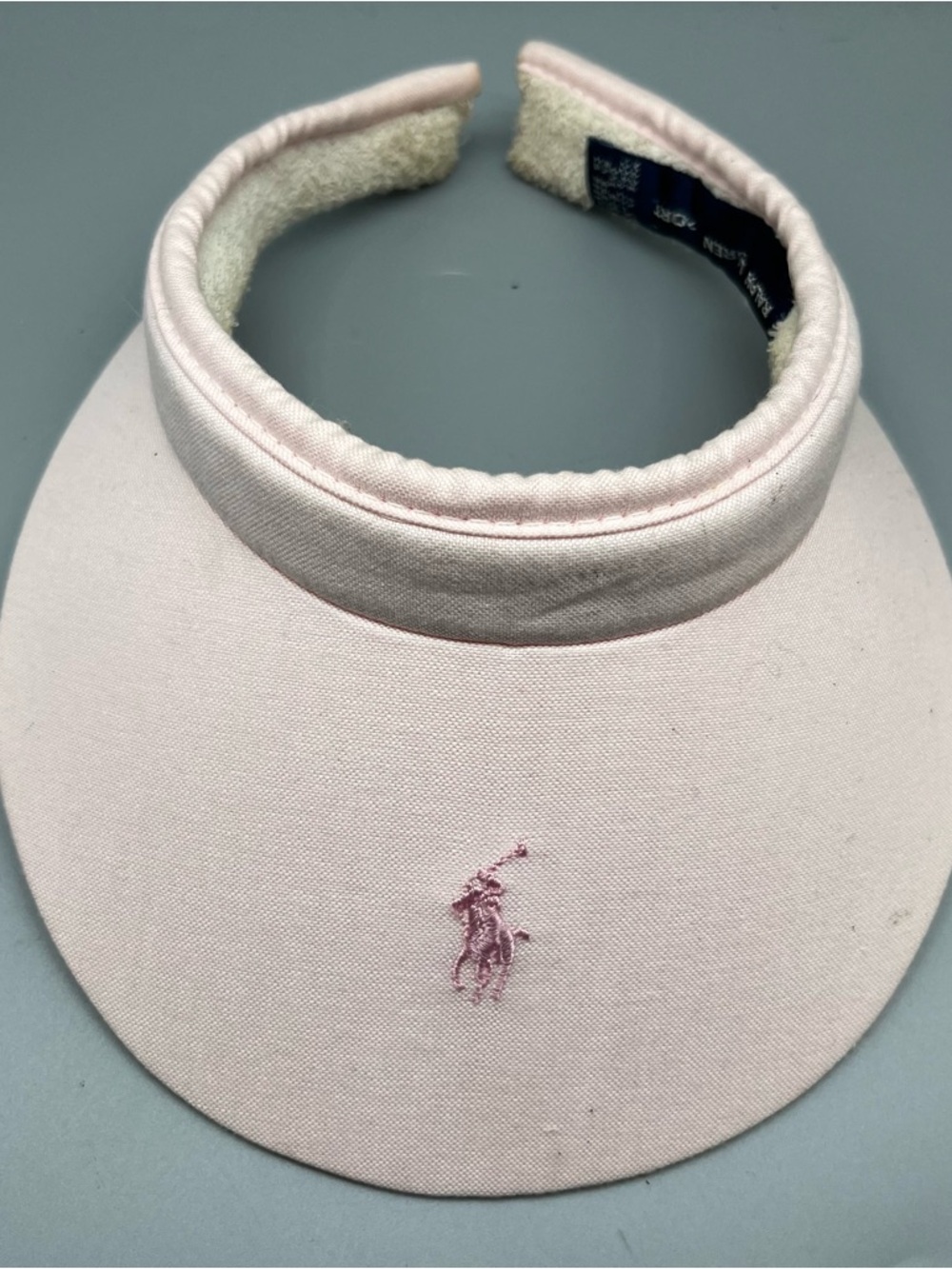 Polo by Ralph Lauren Pale Pink Open-Top Visor with Embroidered Pony
